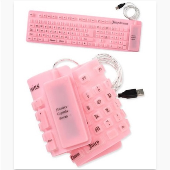 Juicy Couture Other - Y2K Juicy Couture Pink Flexible Keyboard USB TRAVEL SCHOOL WORK PORTABLE BARBIE